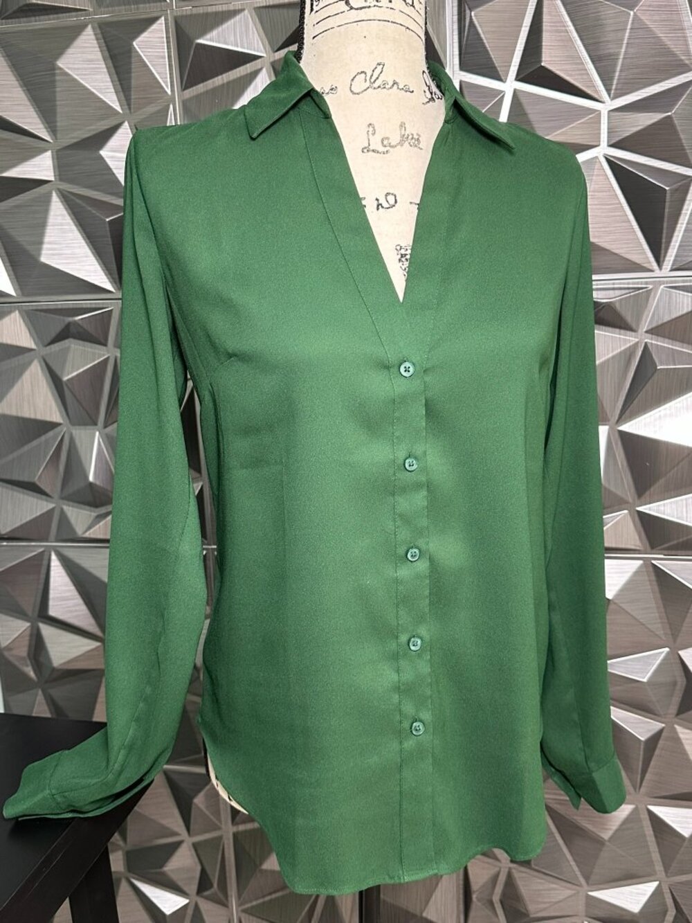 Ann Taylor green button up size XS